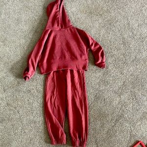 Zara girls sweat set in red-pink size 6.